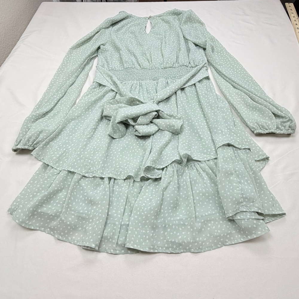 Japna Light Green Long Sleeve Dress - Picture 3 of 14